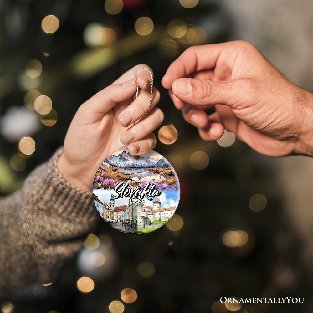 Artistic Slovakia Landmarks Ornament, Slavic Heritage and Culture Christmas Gift and Bratislava Travel Souvenir from OrnamentallyYou