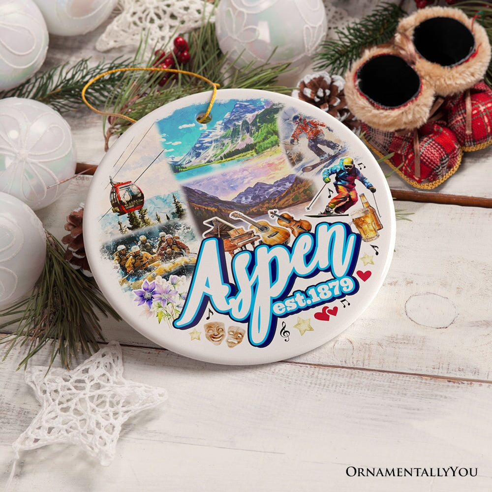 Adventurous Aspen Colorado Ornament, Snow Mountains, Nature Traveler and Skiing Vacation Souvenir from OrnamentallyYou