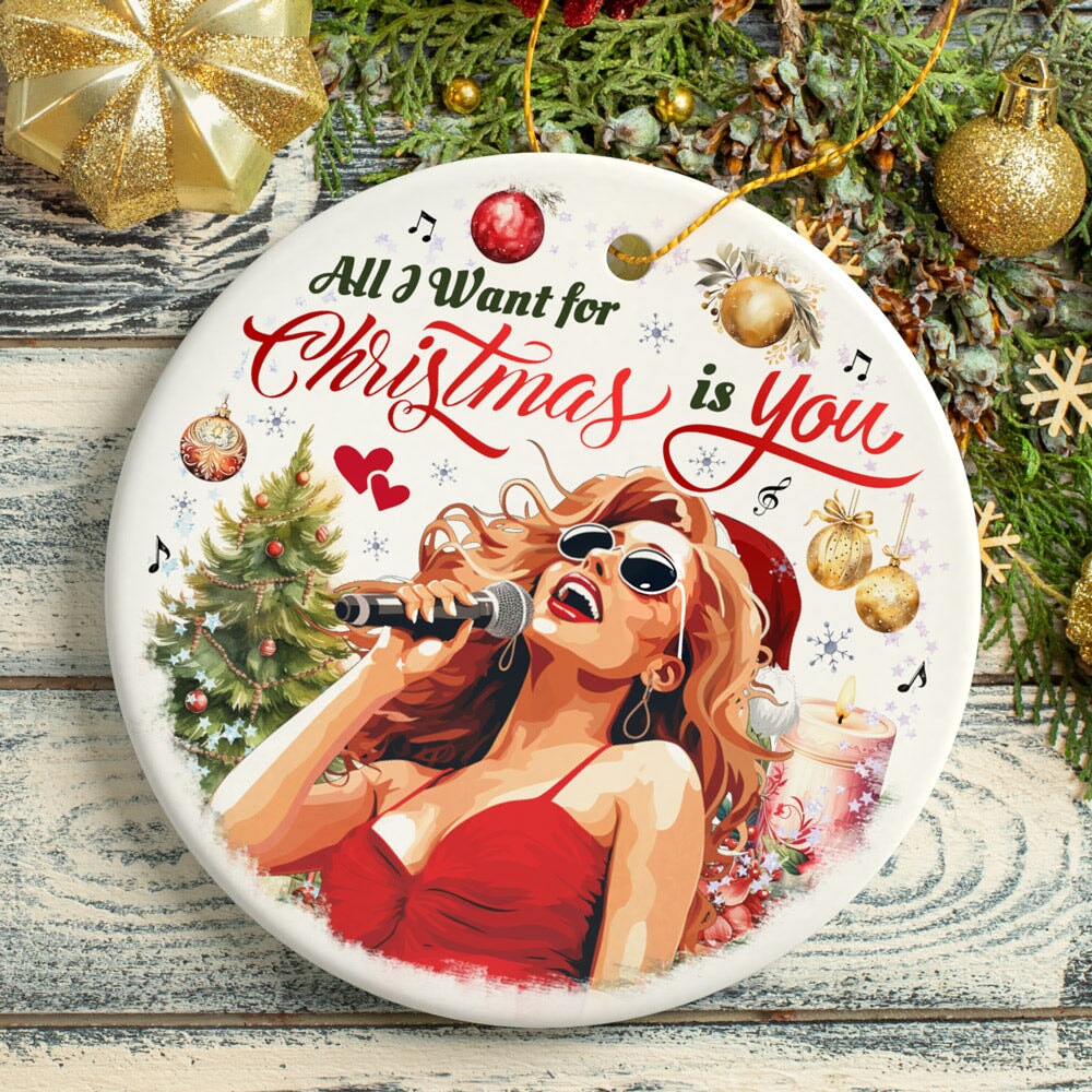 Artistic Classic Holiday Melody Ornament, All I Want for Christmas Is You, Celebrity Singer Gift from OrnamentallyYou