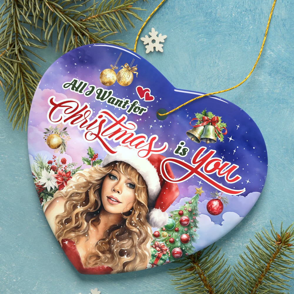 Artistic Classic Holiday Melody Ornament, All I Want for Christmas Is You, Celebrity Singer Gift from OrnamentallyYou