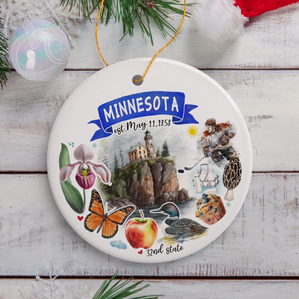 Artistic Minnesota State Themes and Landmarks Christmas Ornament from OrnamentallyYou