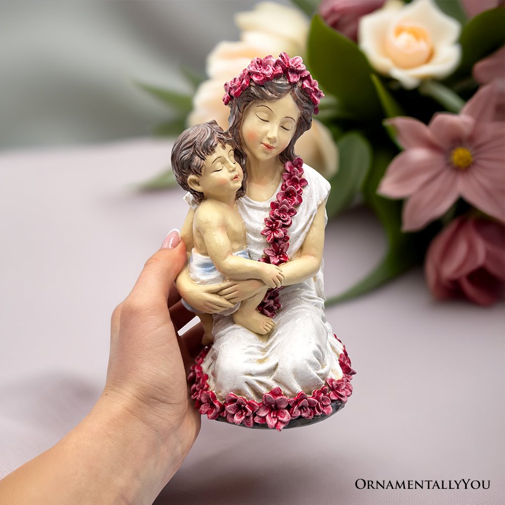A Mother’s Embrace Figurine, 8" Child and Mom Heartwarming Tabletop Statue Decoration from OrnamentallyYou