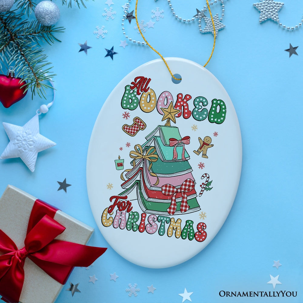 All Booked for Christmas Ornament, Playful Holiday Decor and Gift for Book Lovers from OrnamentallyYou