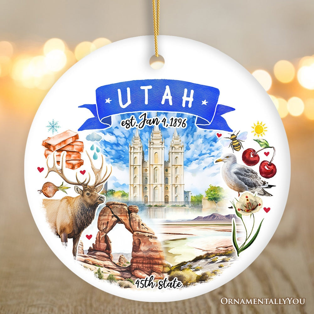 Artistic Utah State Themes and Landmarks Christmas Ornament from OrnamentallyYou