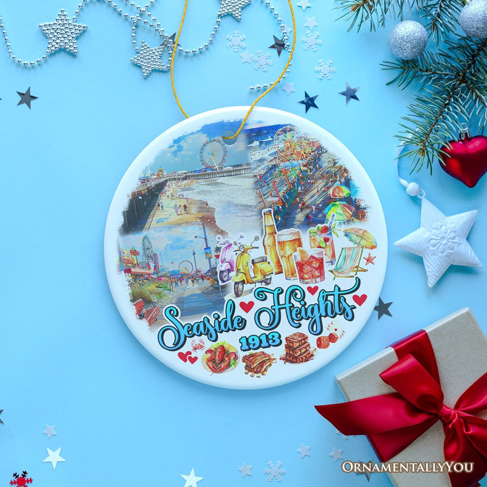 Artistic Lively Seaside Heights Ornament, New Jersey Festive Beach Paradise Christmas Gift and Decor from OrnamentallyYou