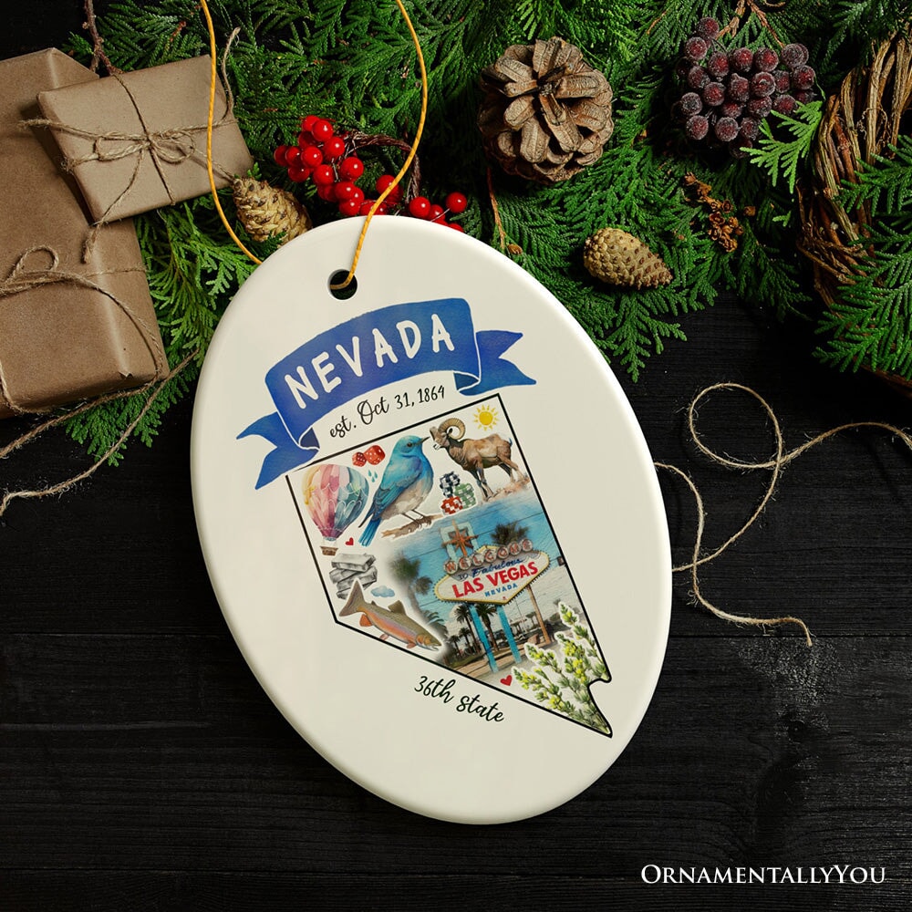 Artistic Nevada State Themes and Landmarks Christmas Ornament from OrnamentallyYou