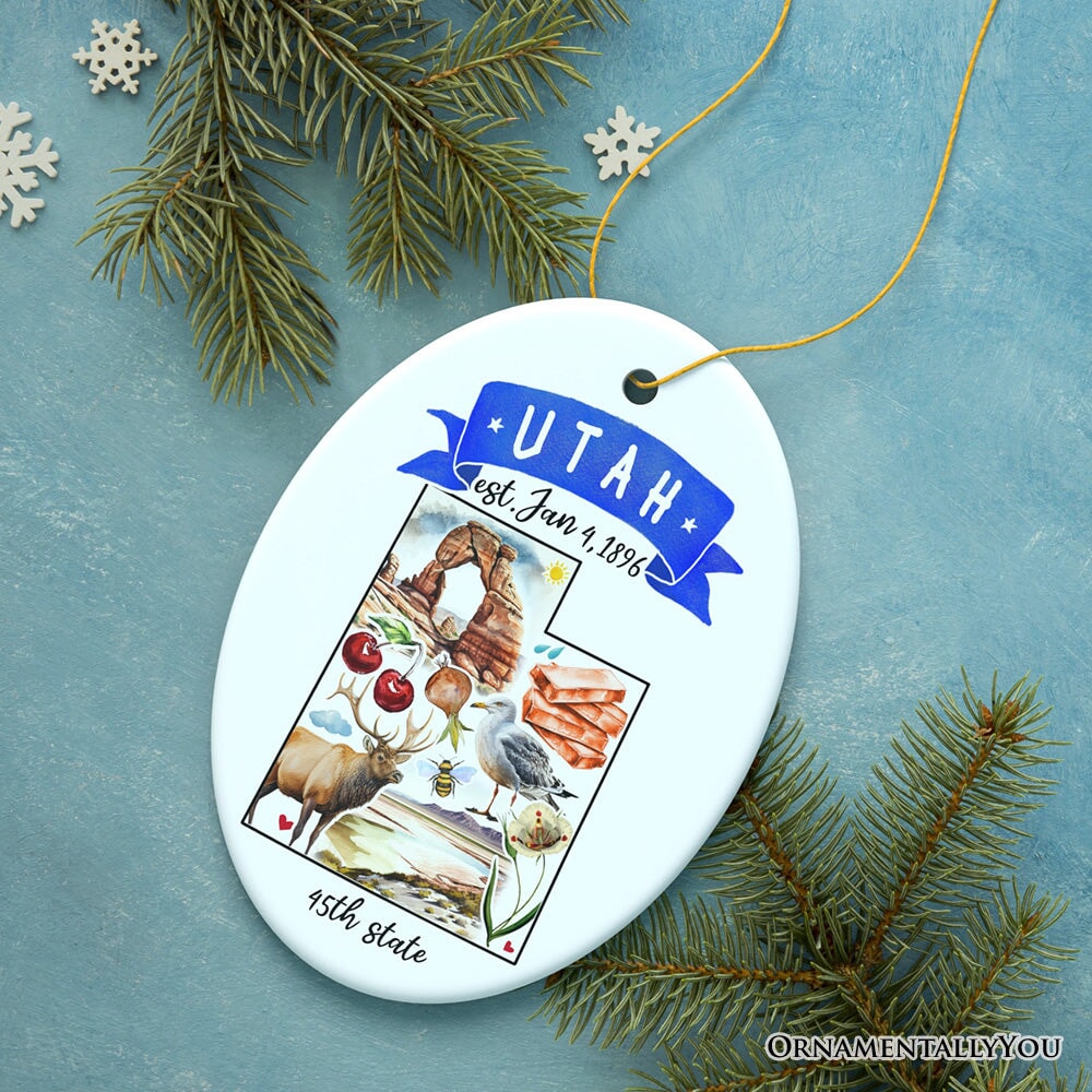 Artistic Utah State Themes and Landmarks Christmas Ornament from OrnamentallyYou