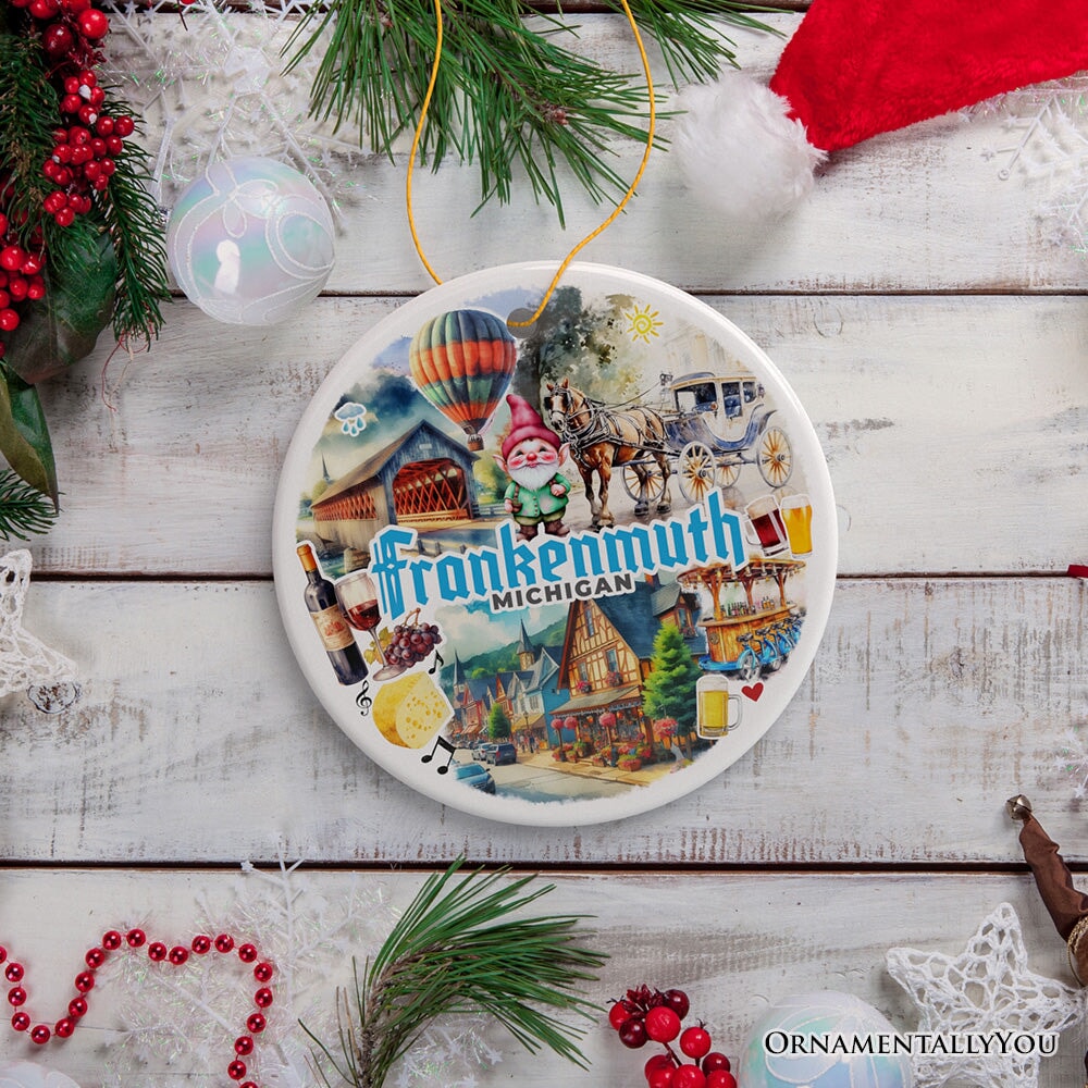 Artistically Vibrant Frankenmuth Ornament, Festive Bavarian Town Michigan Christmas Souvenir and Decor from OrnamentallyYou