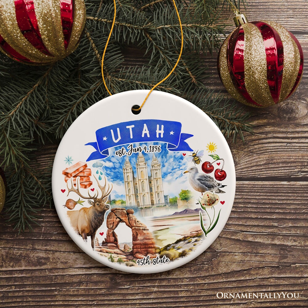 Artistic Utah State Themes and Landmarks Christmas Ornament from OrnamentallyYou