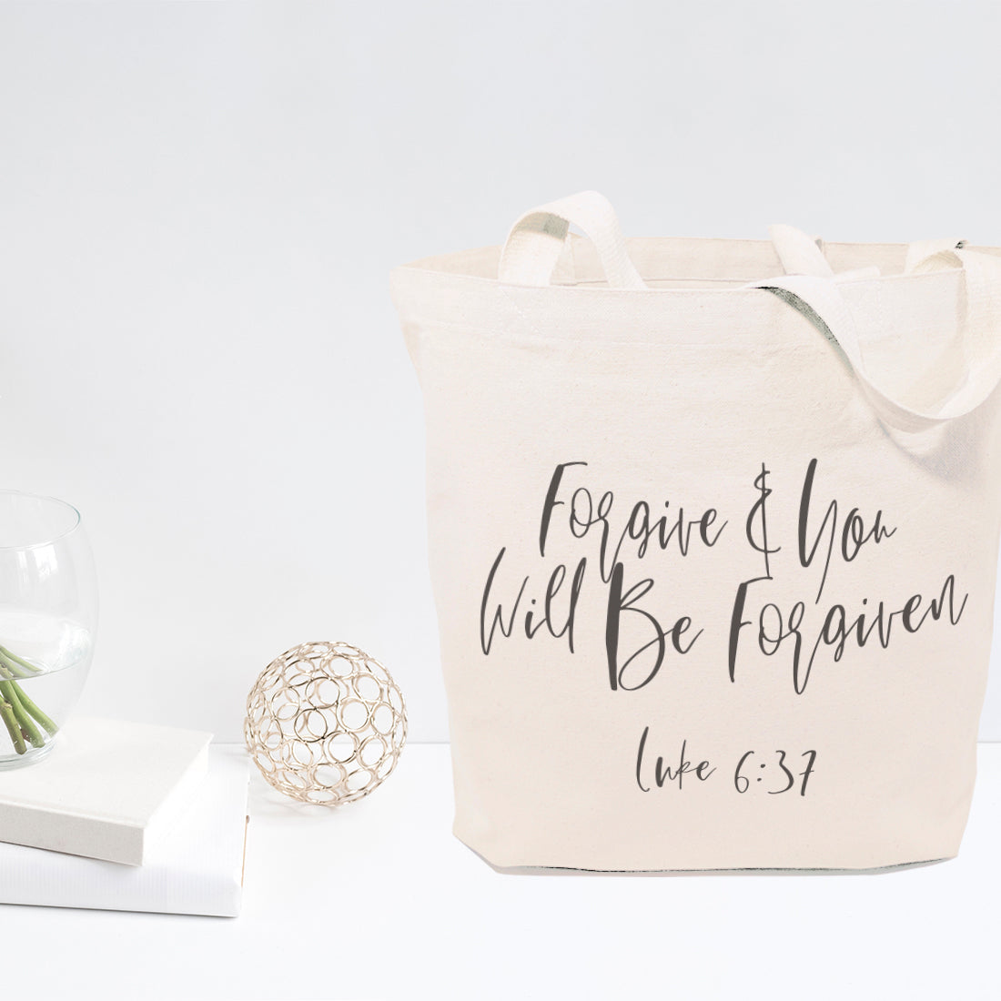 Forgive and You Will Be Forgiven, Luke 6:37 Cotton Canvas Tote Bag from The Cotton & Canvas Co.