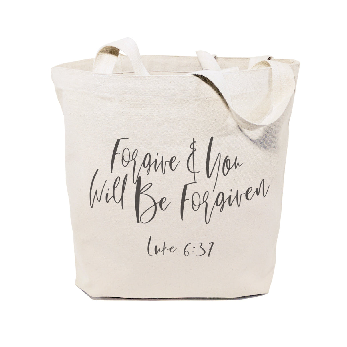 Forgive and You Will Be Forgiven, Luke 6:37 Cotton Canvas Tote Bag from The Cotton & Canvas Co.