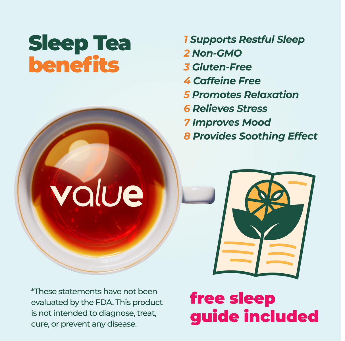 Herbal Sleep Tea With Sleep Guide, 60 Bags from Aprika Life