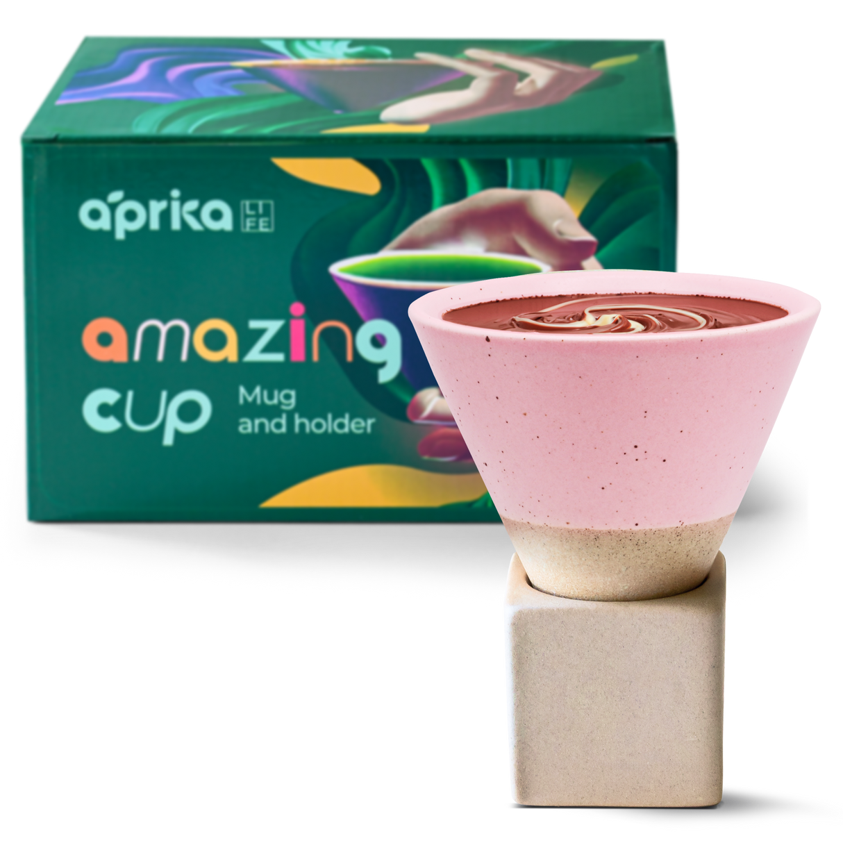 Pink Coffee Mug with Base - 6.8 oz/200ml from Aprika Life