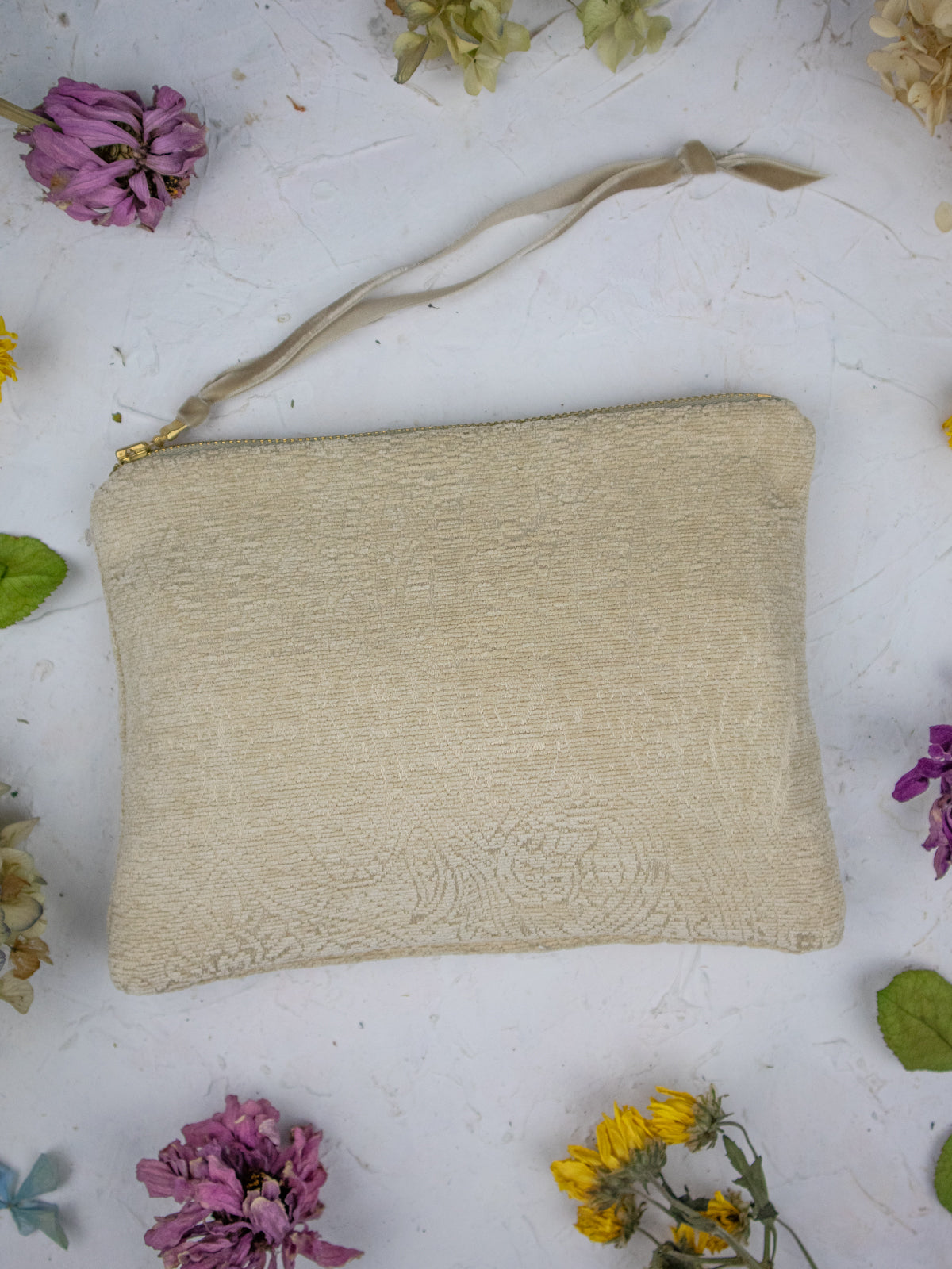 French Cream Chenille Wristlet Purse from Ash & Rose