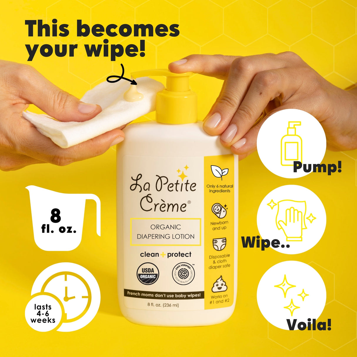 Organic French Diapering Liniment Lotion - Pump Bottle - 8 oz from La Petite Creme