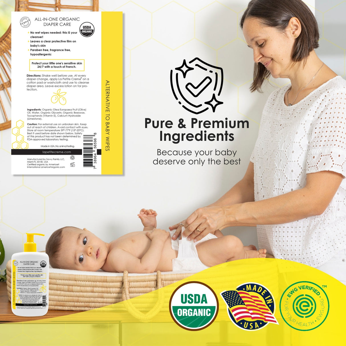 Organic French Diapering Liniment Lotion - Pump Bottle - 8 oz from La Petite Creme
