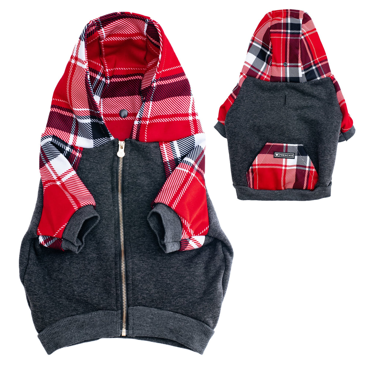 Frenchie Dog Hoodie - Scarlet Plaid from Frenchie Bulldog