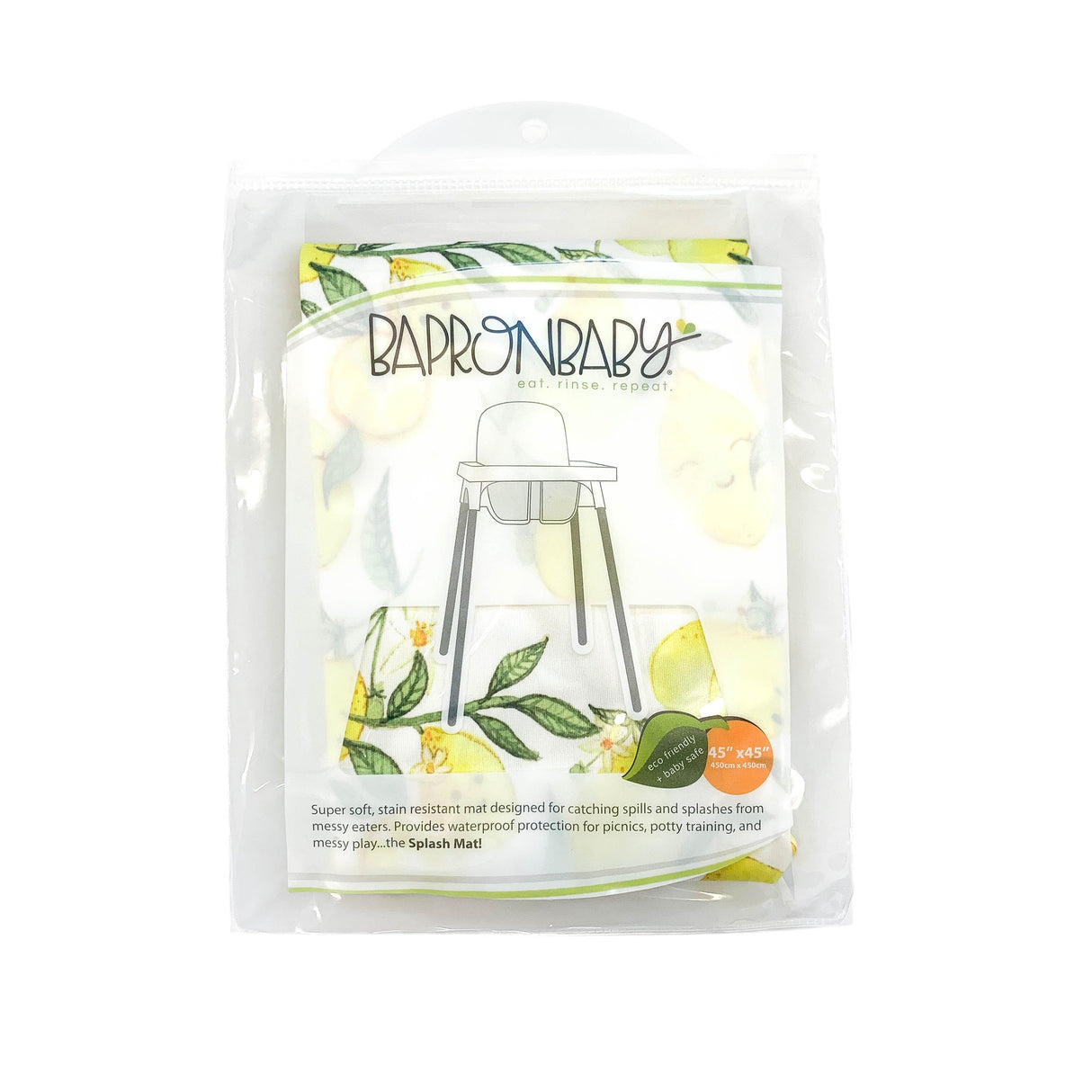 Fresh Lemon Splash Mat - A Waterproof Catch-All for Highchair Spills and More! from BapronBaby
