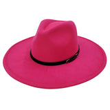 Faux Leather Band Solid Panama Hat from Madeline Love