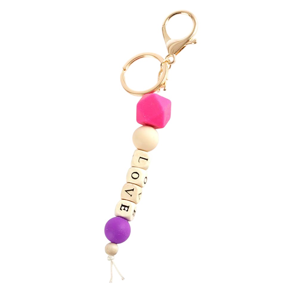 LOVE Message Geometric Beaded Keychain from Madeline Love