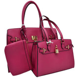 Padlock Accent 3 in 1 Twin Tote-Satchel Value Set with Wallet  from Madeline Love