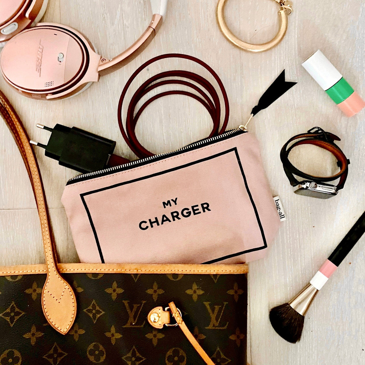 Charger Pouch, Pink/Blush From Bag-all