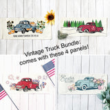 BUNDLE DEAL: Vintage Truck Panels (4 pack) SAVE!! Spring, Summer, Fall, Christmas, EASTER / FIREWORKS / PUMPKIN / PLAID TREE TRUCKS From PillowPanels