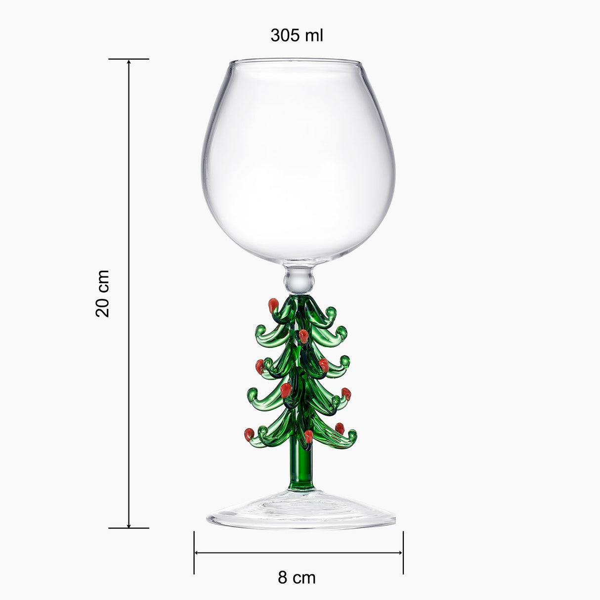 Crystal Green Christmas Tree Wine Glasses - Set of 2, 10oz Goblets for Holiday Parties and New Year's from The Wine Savant