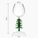 Crystal Green Christmas Tree Wine Glasses - Set of 2, 10oz Goblets for Holiday Parties and New Year's from The Wine Savant