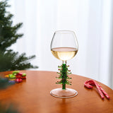 Crystal Green Christmas Tree Wine Glasses - Set of 2, 10oz Goblets for Holiday Parties and New Year's from The Wine Savant