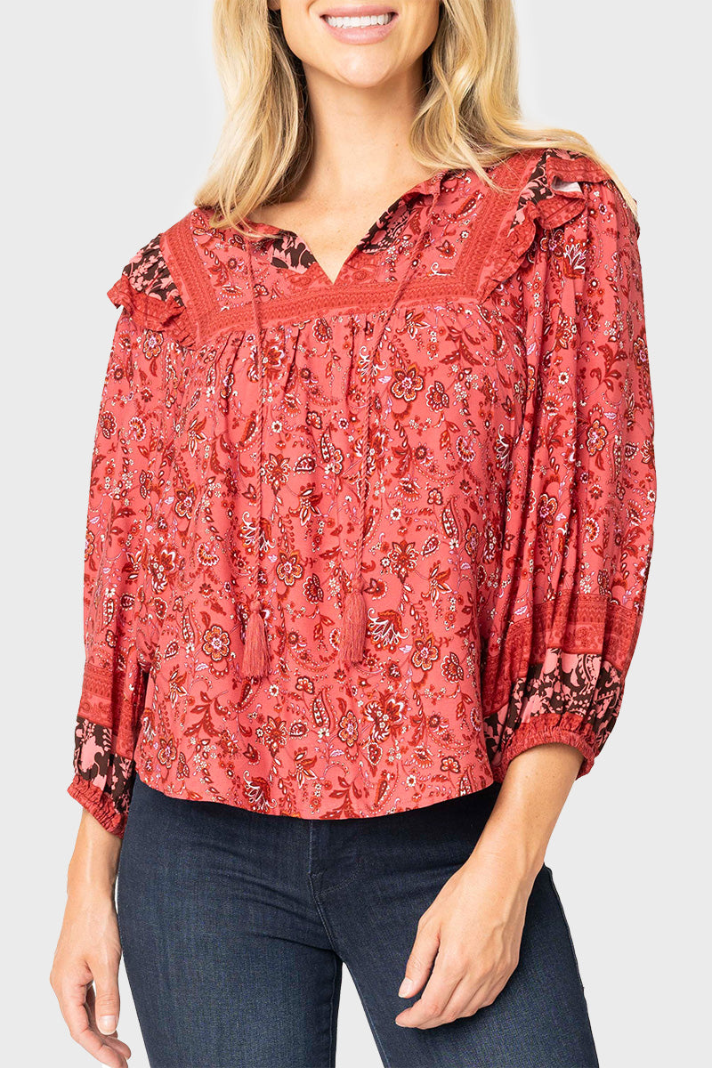 Harvest Moon Border Print Blouse from Gibsonlook
