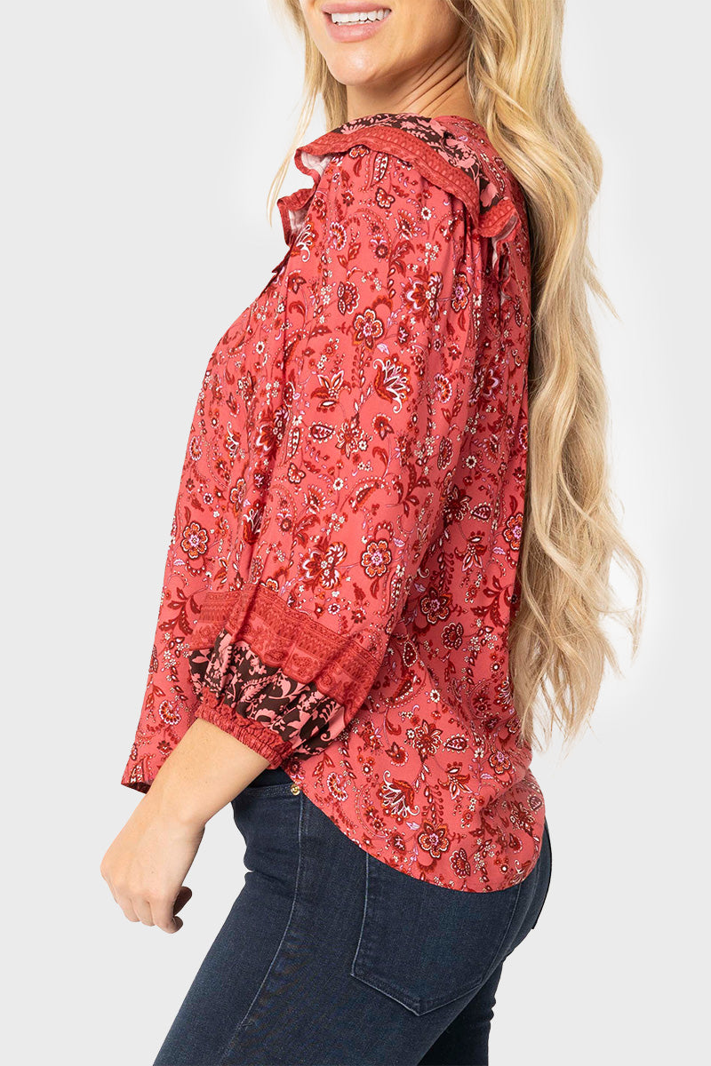 Harvest Moon Border Print Blouse from Gibsonlook
