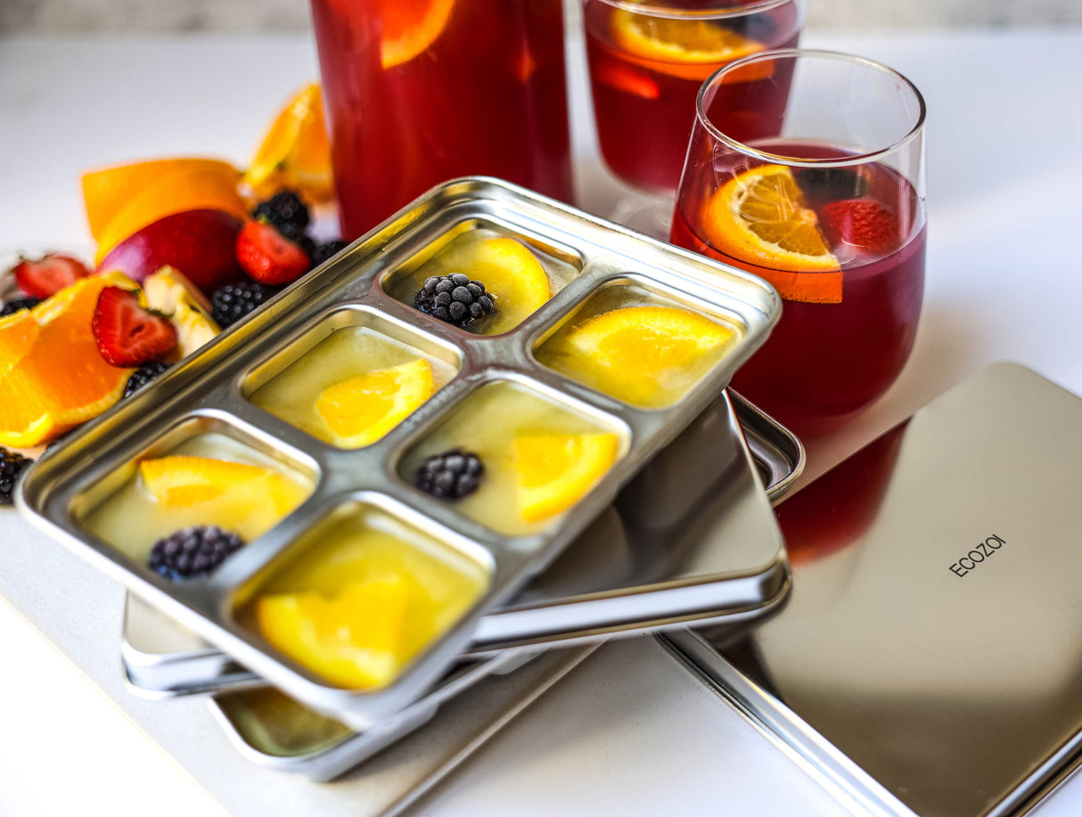 STAINLESS STEEL ICE CUBE TRAYS, 12 Large Cubes, 2 PACK from ecozoi