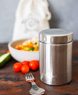 17 oz Eco-Friendly Stainless Steel Insulated Food Jar with Spork & Lunch Bag from ecozoi