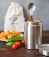 17 oz Eco-Friendly Stainless Steel Insulated Food Jar with Spork & Lunch Bag from ecozoi
