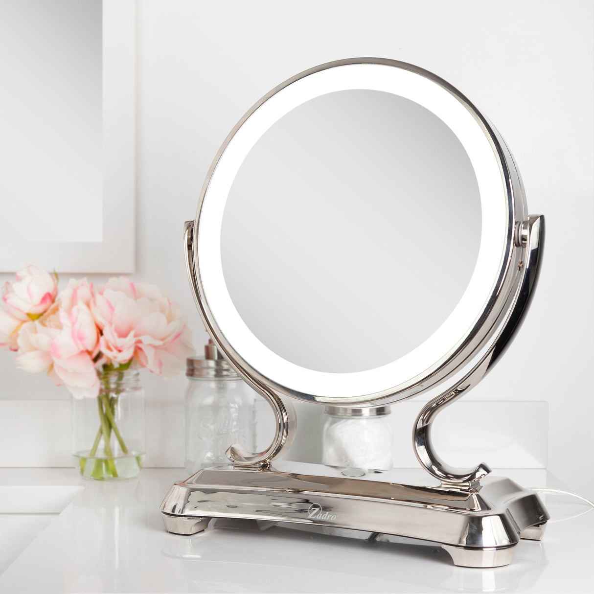 Glamour LED Lighted Makeup Mirror with Magnification from Zadro