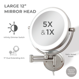 Glamour Lighted Wall Mounted Makeup Mirror with Magnification from Zadro