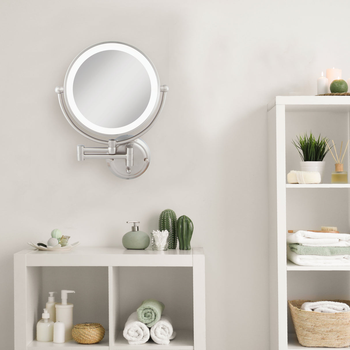 Glamour Lighted Wall Mounted Makeup Mirror with Magnification from Zadro