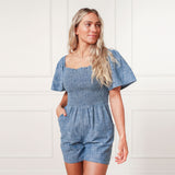 Smocked Organic Chambray Romper from Hope & Henry