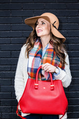 Jane - Red Vegan Leather Satchel from Gunas New York