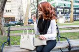 Jane - Grey Vegan Leather Satchel from Gunas New York