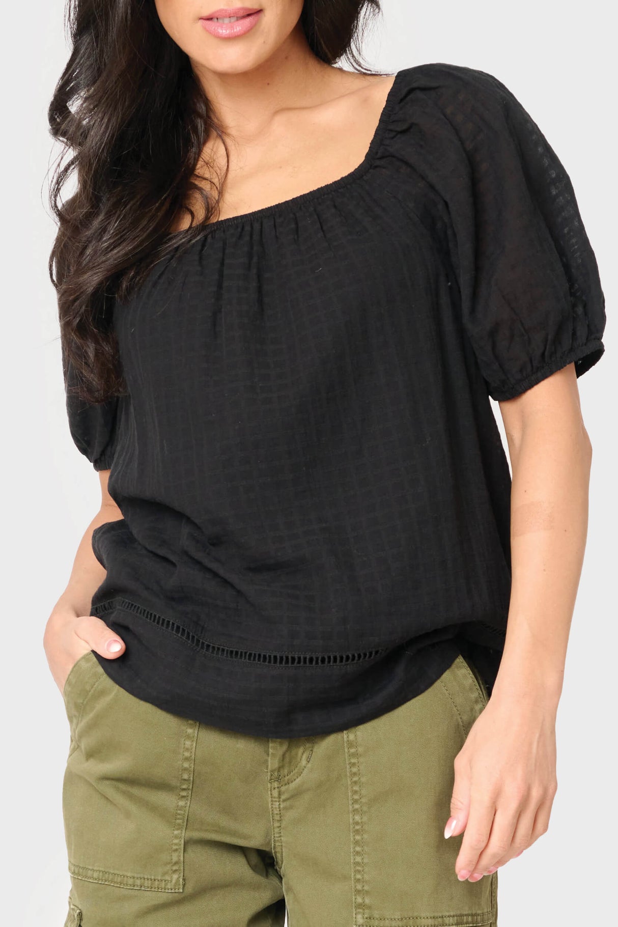 Gauze Off Shoulder Blouson Top  From Gibsonlook