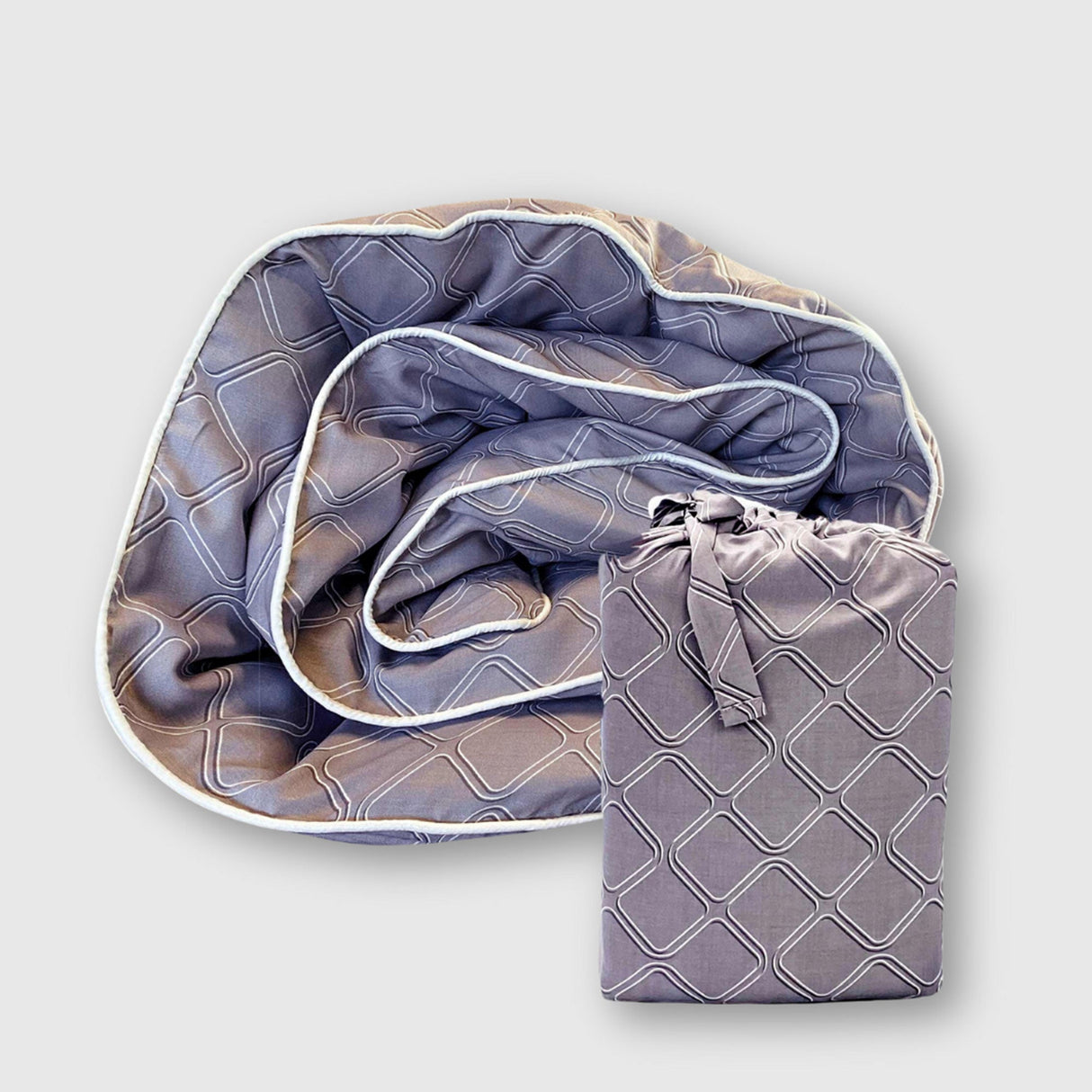 Bamboo Duvet Cover - Platinum Geo - Final Sale/No Returns from BedVoyage