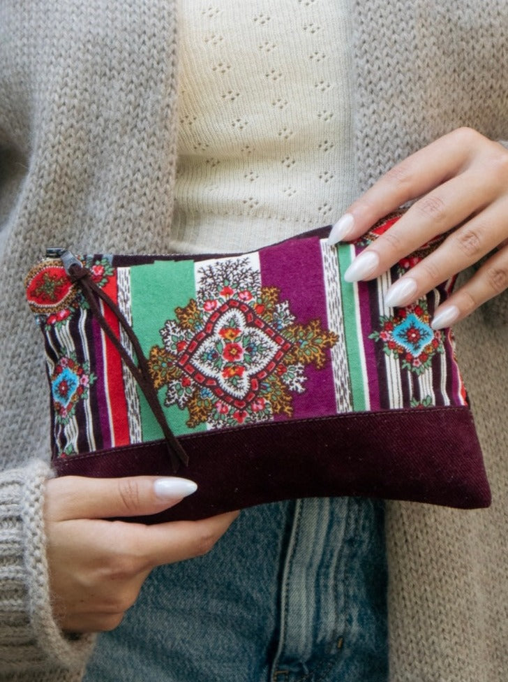 Geo Paisley Velvet Clutch from Ash & Rose