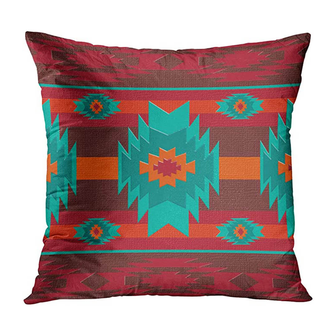 Red Rustic Aztec Cushion Covers from Moderny