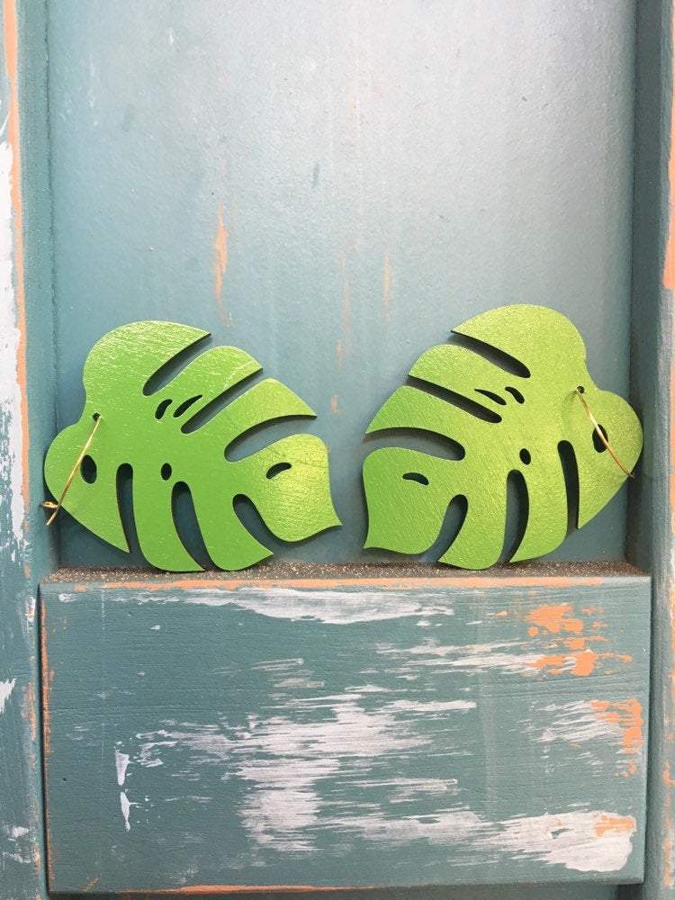 Monstera Statement Hoops Giant- 5 Colors Available from LE CHIC MIAMI