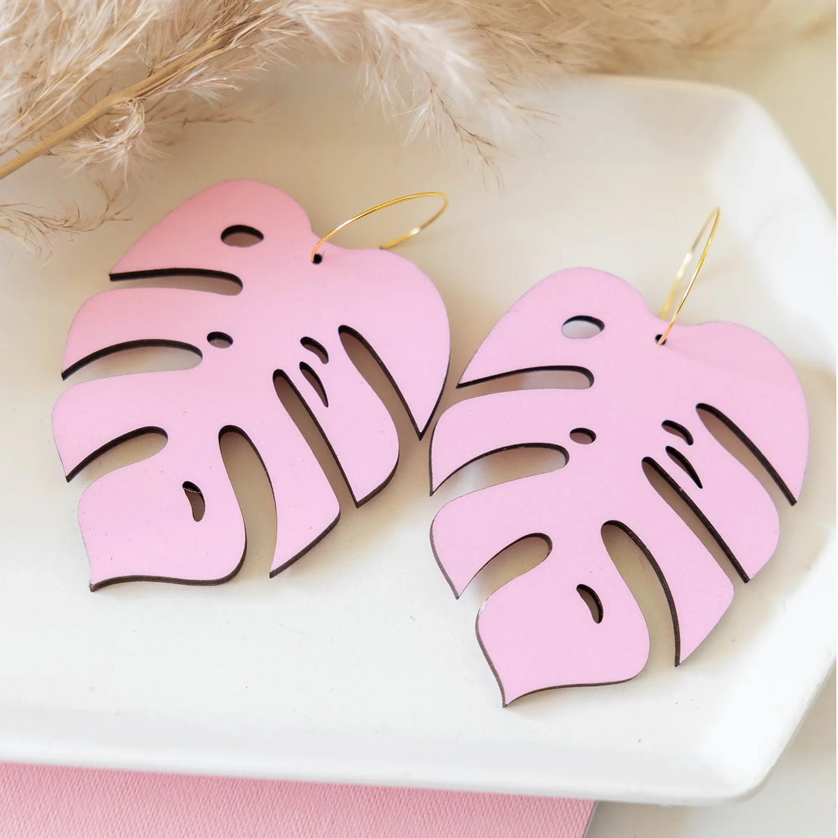 Monstera Statement Hoops Giant- 5 Colors Available from LE CHIC MIAMI