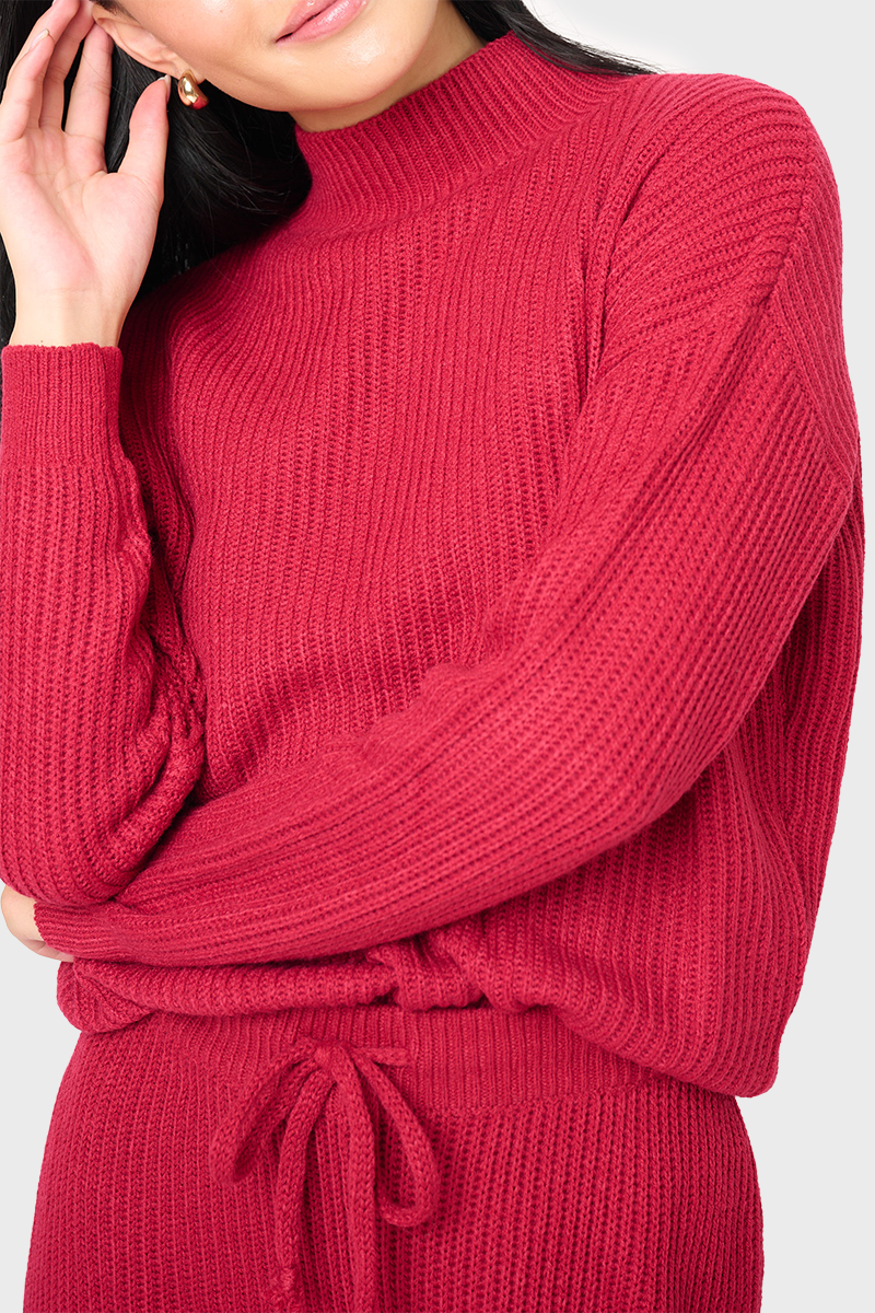 Funnel Neck Long Sleeve Cozy Ribbed Sweater From Gibsonlook