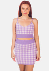Gingham Checks Knitted Crop Top from London Rag International