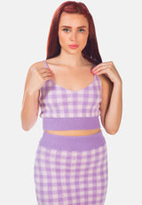Gingham Checks Knitted Crop Top from London Rag International